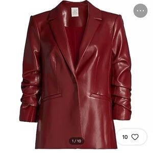 Cinq à Sept Burgundy Faux Leather Blazer
